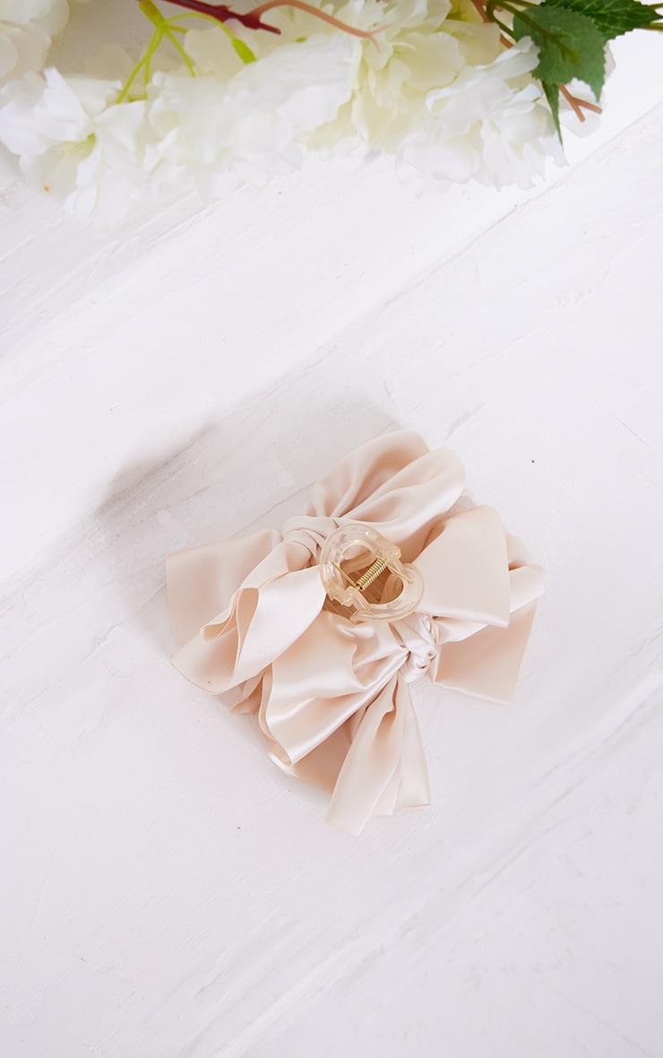 Cream Satin Oversized Bow Hair Claw Product Image