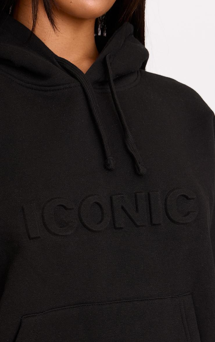 Black Iconic Embossed Oversized Hoodie Product Image