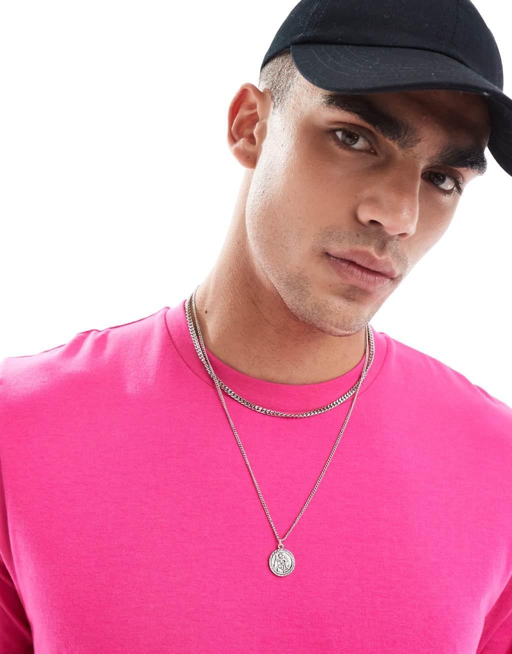 ASOS DESIGN essential crew neck t-shirt in pink Product Image