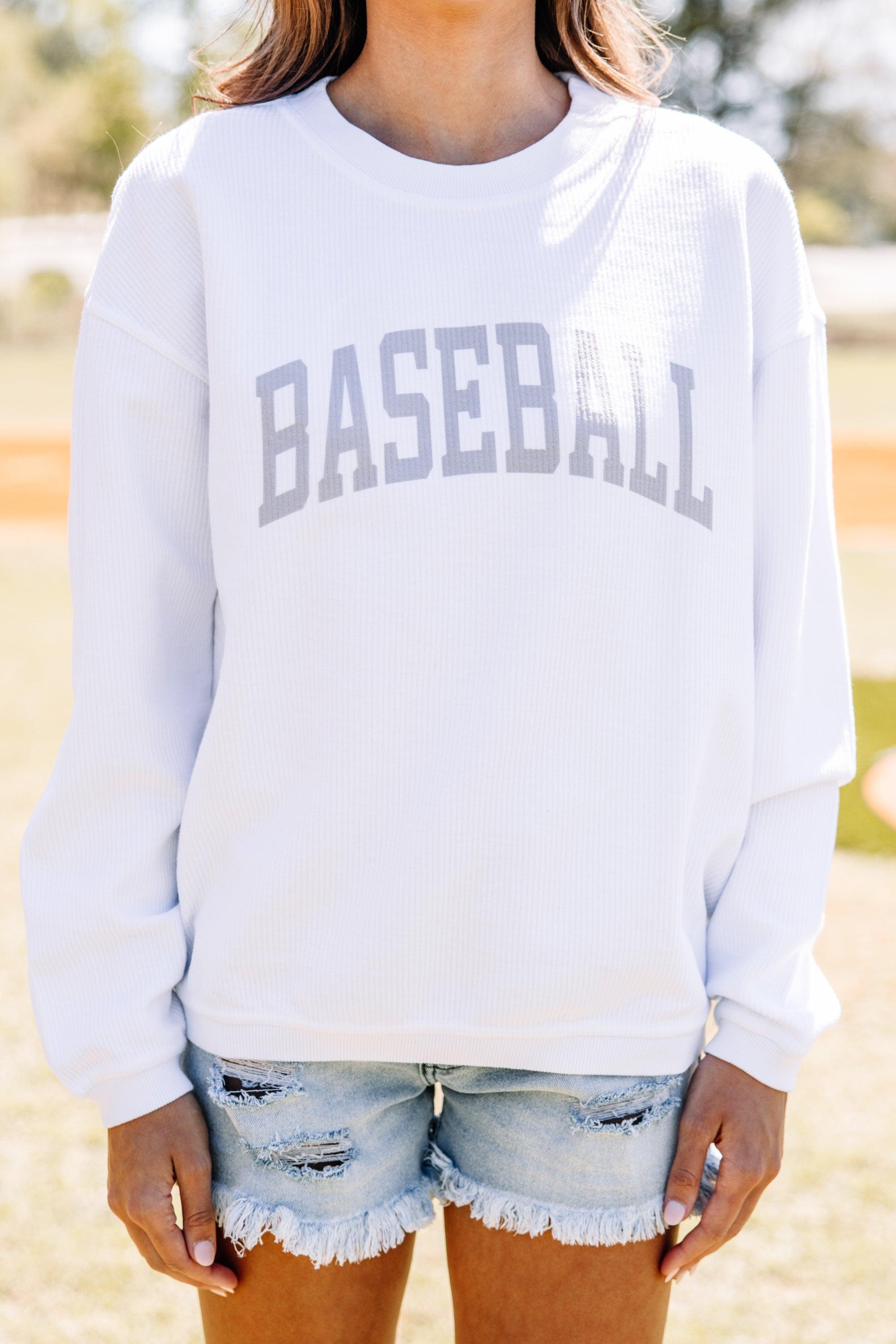 Baseball White Corded Graphic Sweatshirt Female Product Image