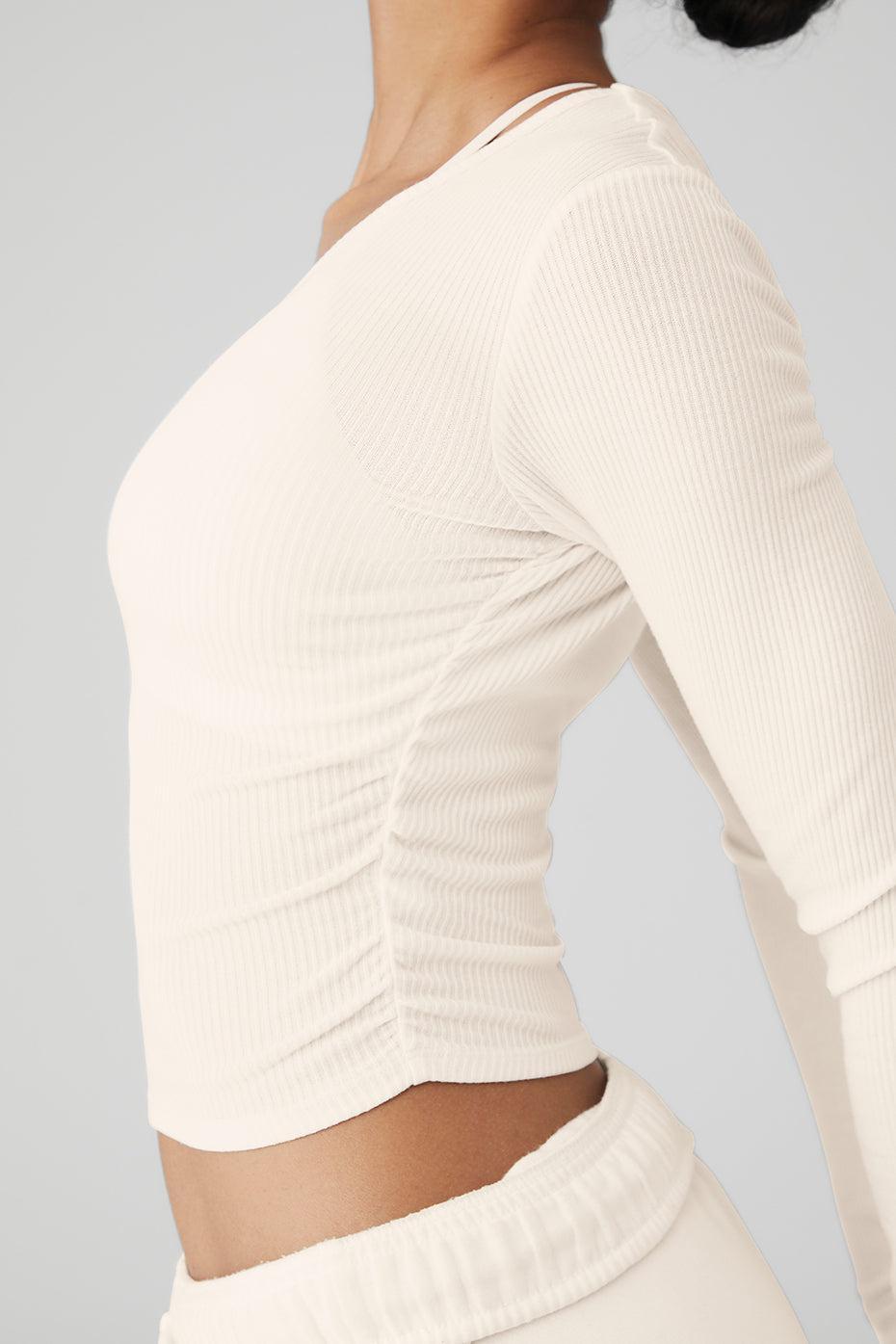 Alo Gather Long Sleeve Rib Crop Top Product Image