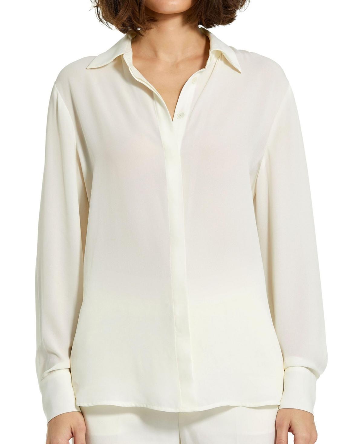 Womens Georgette Button-Front Shirt Product Image