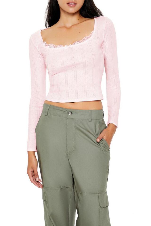 Pointelle Knit Bow Top | Forever 21 Product Image