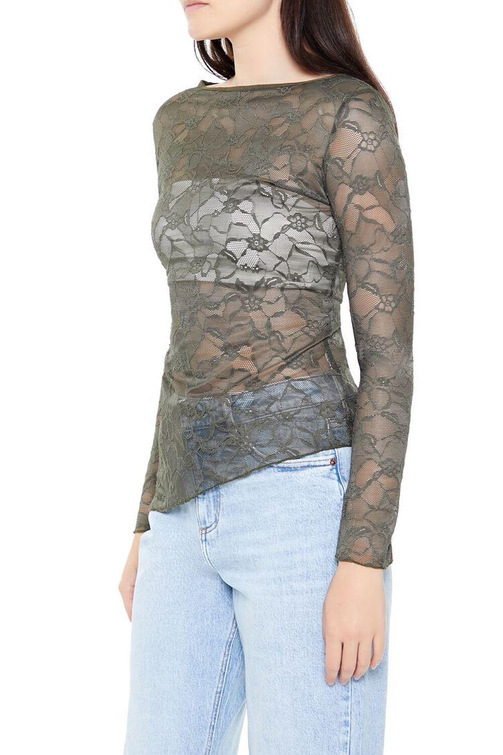 Asymmetrical Sheer Lace Top | Forever 21 Product Image