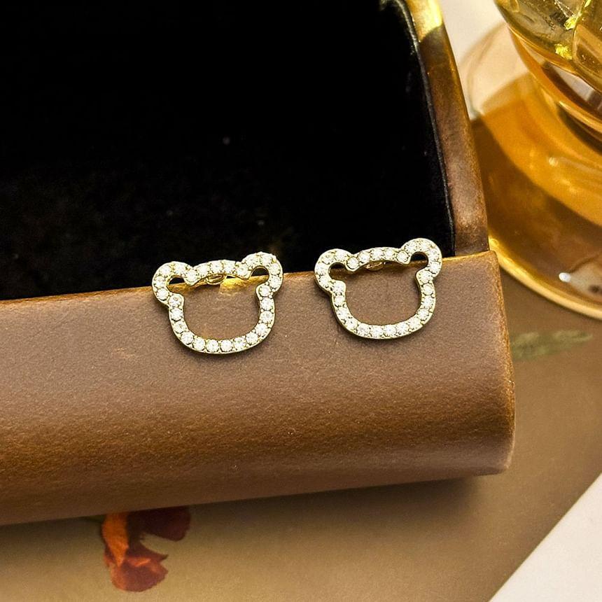 Rhinestone Bear Stud Earring Product Image