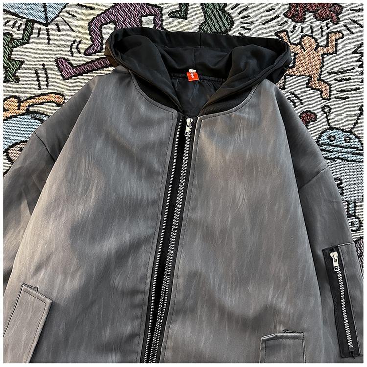 Patterned Hooded Zip Jacket Product Image