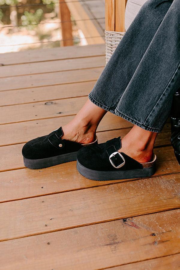 The Payton Faux Suede Platform Clogs in Black product image