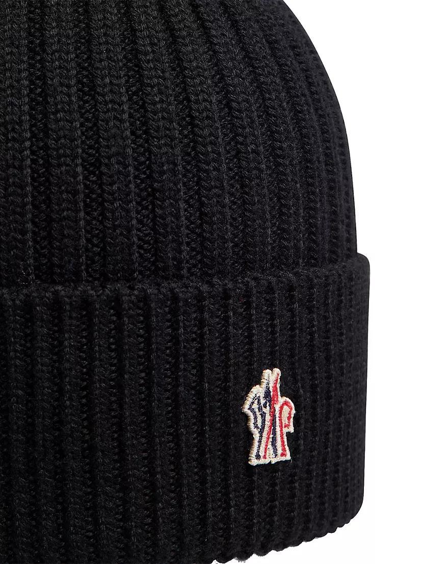 Logo Patch Wool Ribbed Knit Beanie Product Image