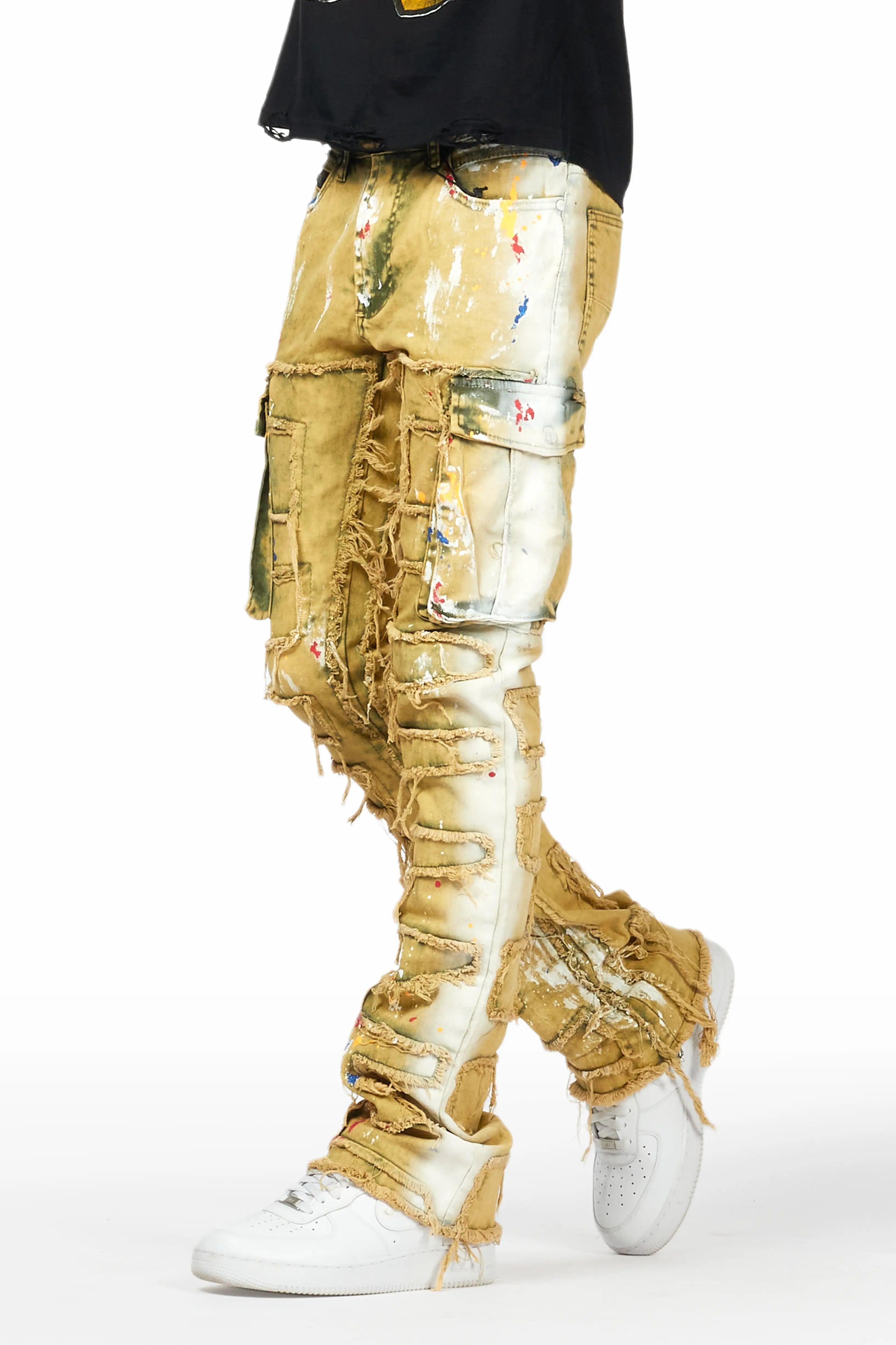 Jairo Yellow Painter Stacked Flare Jean Male Product Image