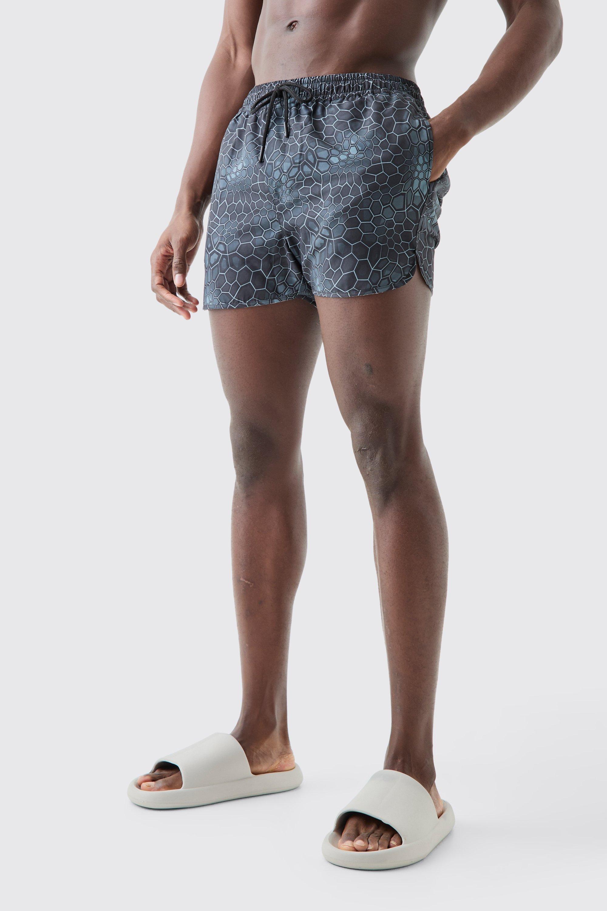 Diamond Print Runner Swim Short | boohooMAN USA Product Image