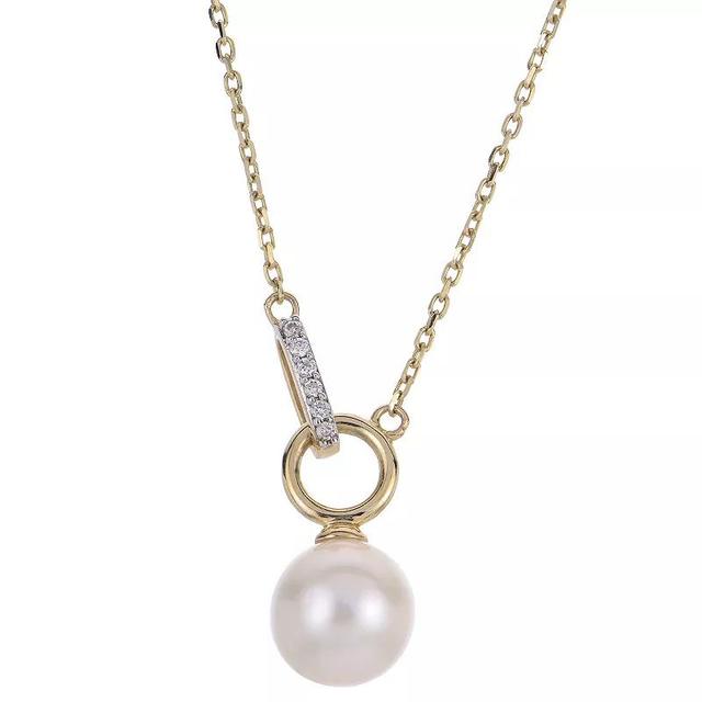 PearLustre by Imperial 14k Gold Akoya Cultured Pearl & Diamond Accent Necklace, Womens Product Image