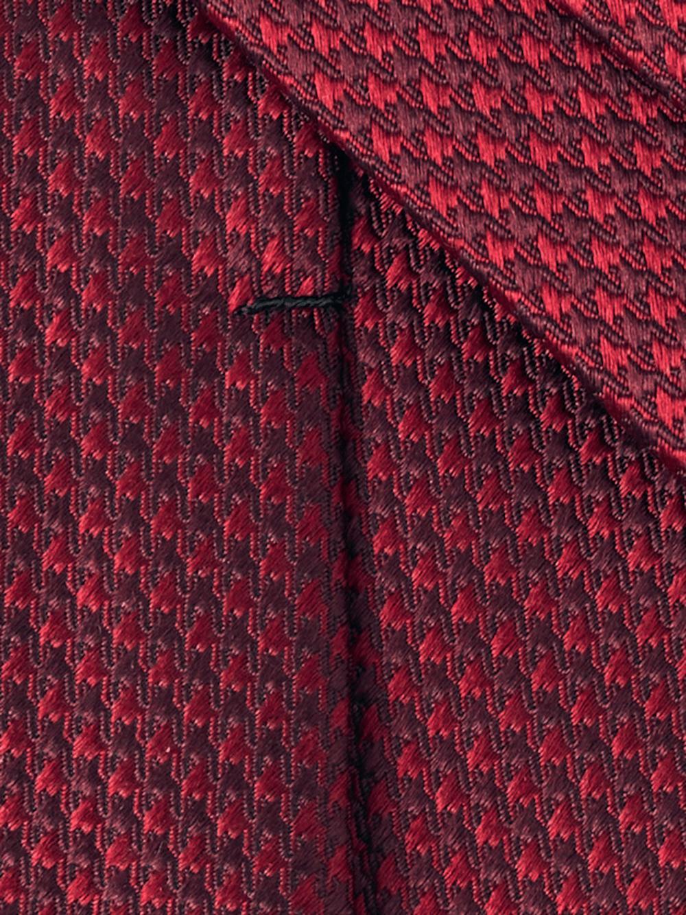 Houndstooth Woven Silk Tie - Burgundy Product Image