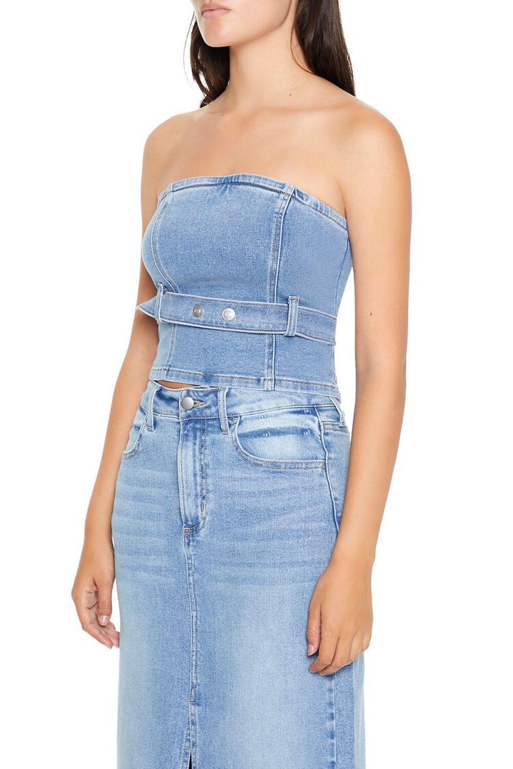 Belted Denim Tube Top | Forever 21 Product Image