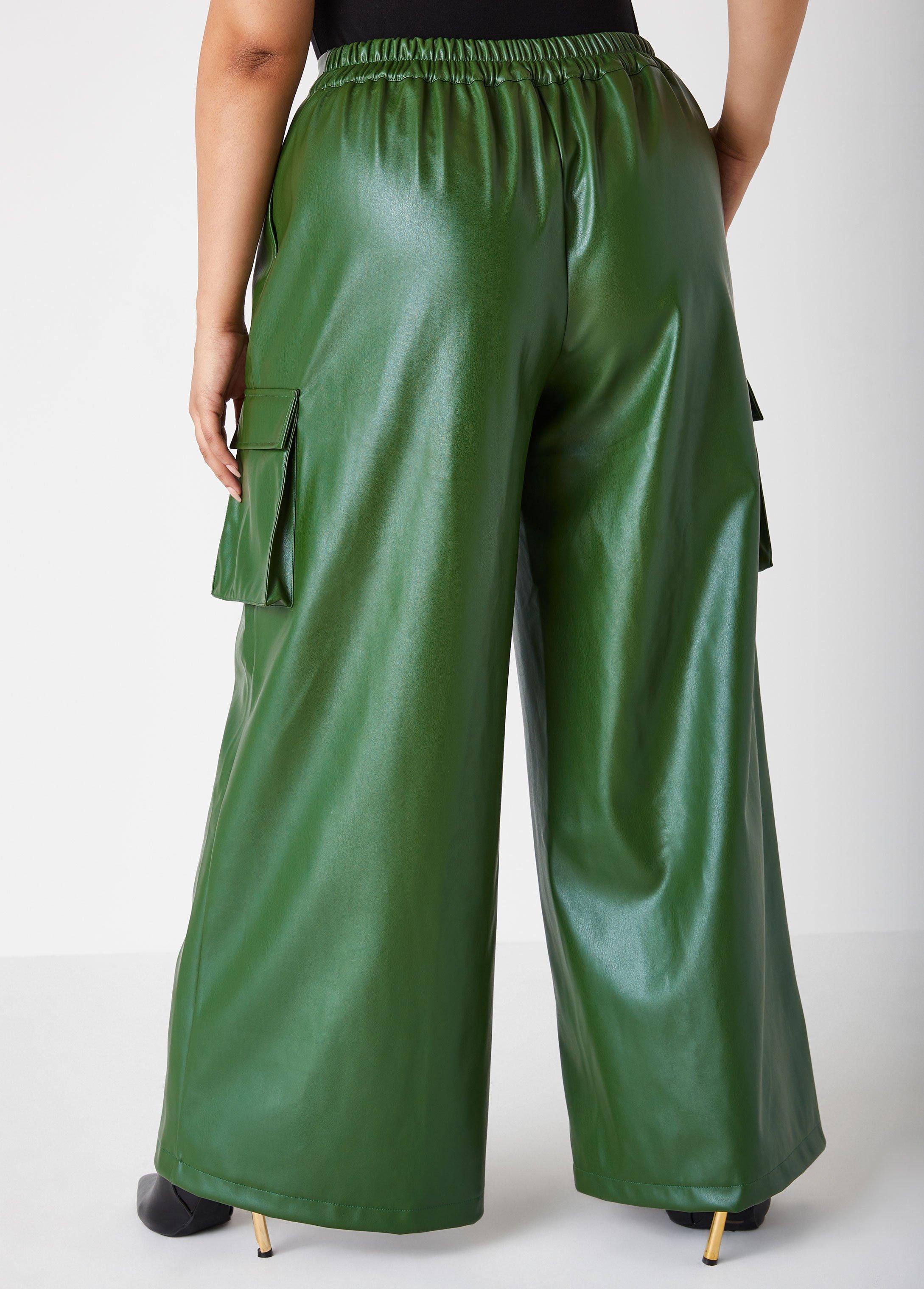 Faux Leather Cargo Pants Product Image