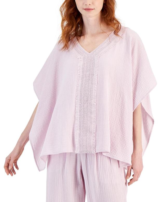 Jm Collection Womens Lace-Trim V-Neck Gauze Poncho Top, Created for Macys Product Image