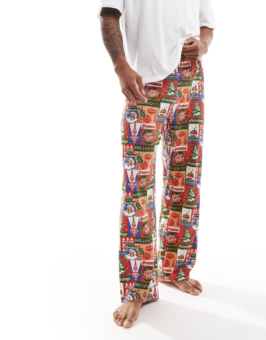 ASOS DESIGN lounge pants in vintage Christmas print Product Image