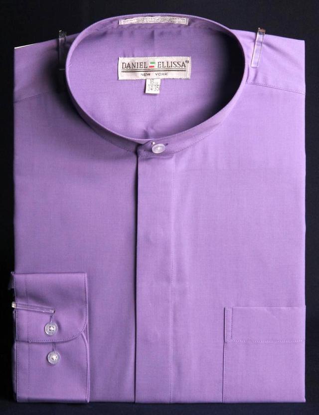 Basic Banded Collar Dress Shirt in Lavender Product Image