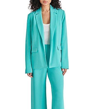 Steve Madden Payton Notch Collar Long Sleeve Side Pocket Fitted Blazer Product Image