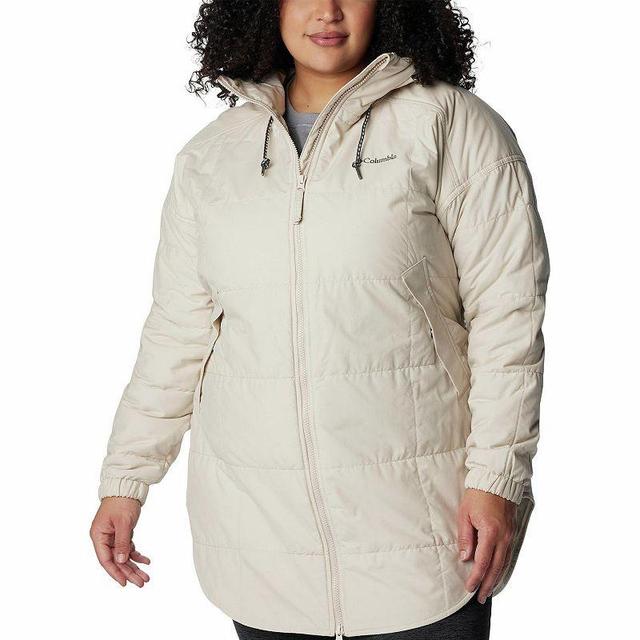 Plus Size Columbia CHATFIELD HILL Hooded Insulated Quilted Coat, Womens Dark Grey Team Check Product Image