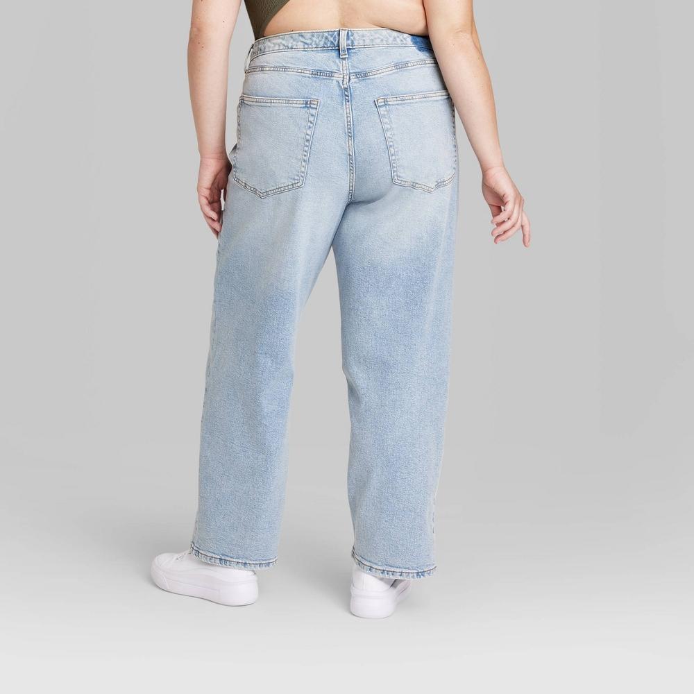 Womens High-Rise 90s Relaxed Slashed Straight Jeans - Wild Fable Light Wash Product Image