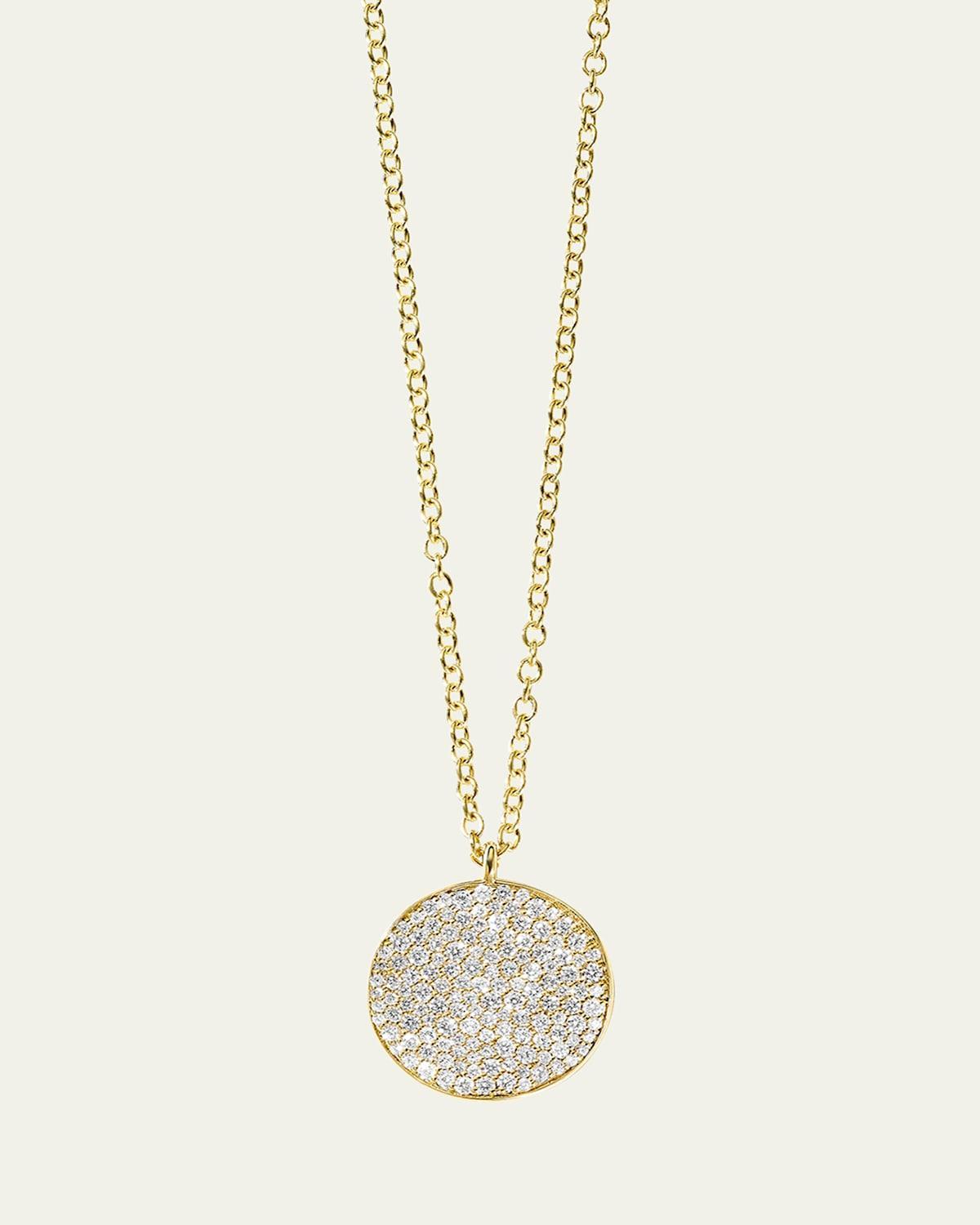 Ippolita 18K Yellow Gold Stardust Diamond Pave Medium Disc Pendant Necklace, 16-18 Product Image