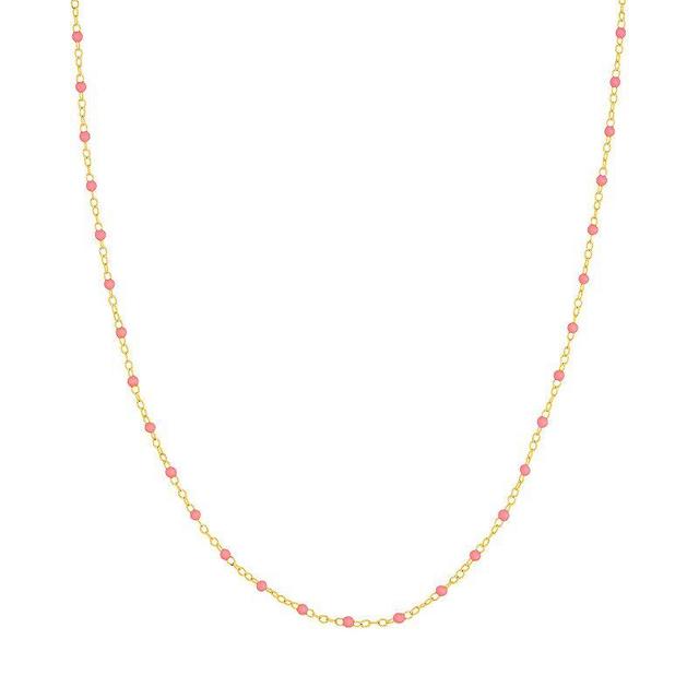 Color Romance 14k Gold Colored Enamel Bead Adjustable Necklace, Womens Pink Product Image