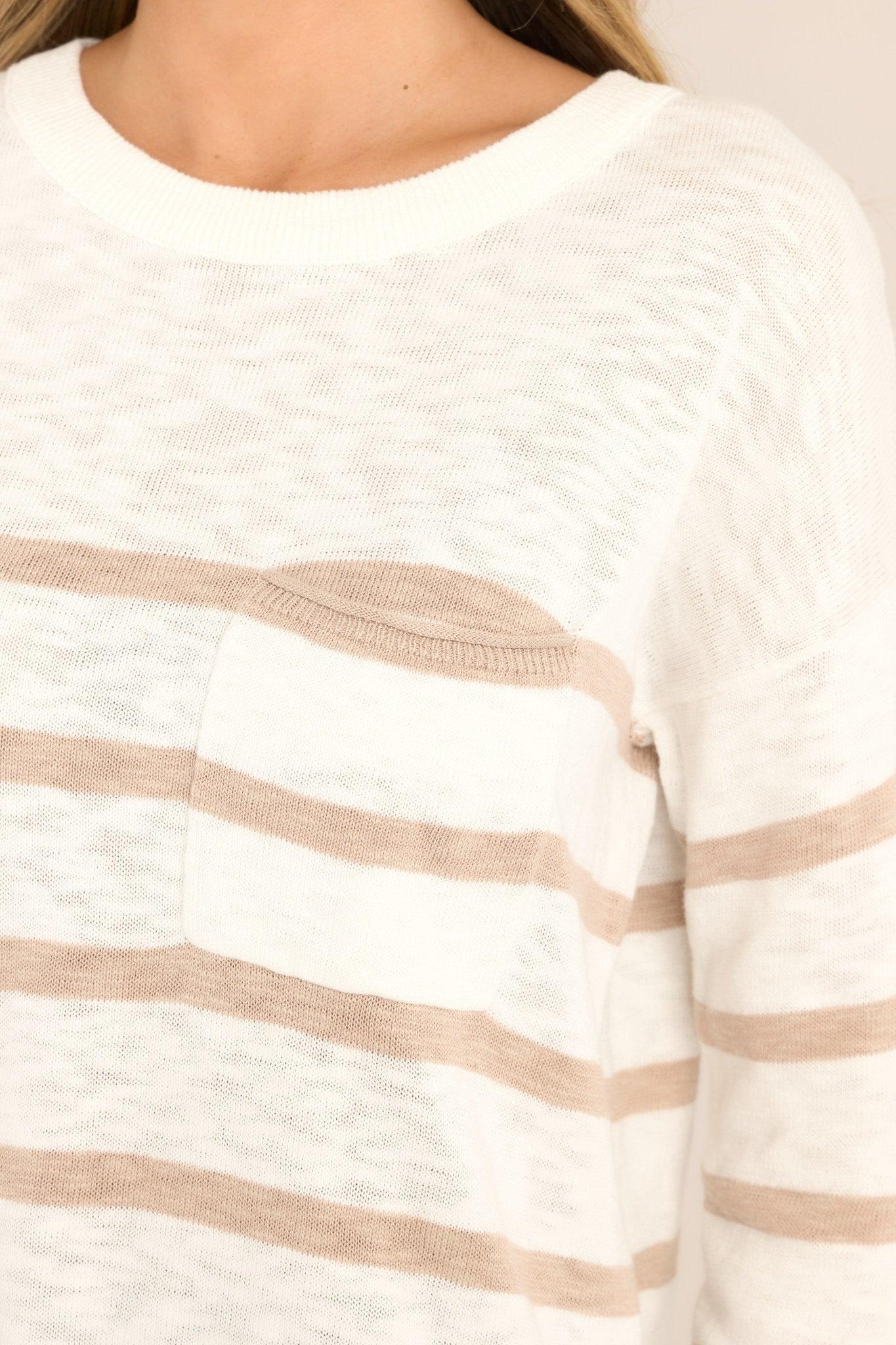 Like New White & Beige Striped Top Product Image