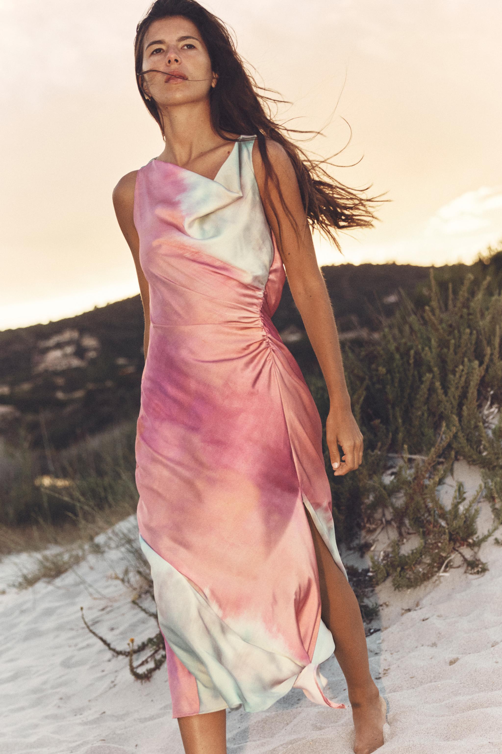 TIE DYE PRINT MIDI DRESS Product Image