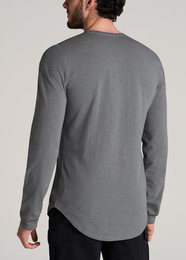 Slub Long Sleeve Scoop Tall Men's Tee in Charcoal Product Image