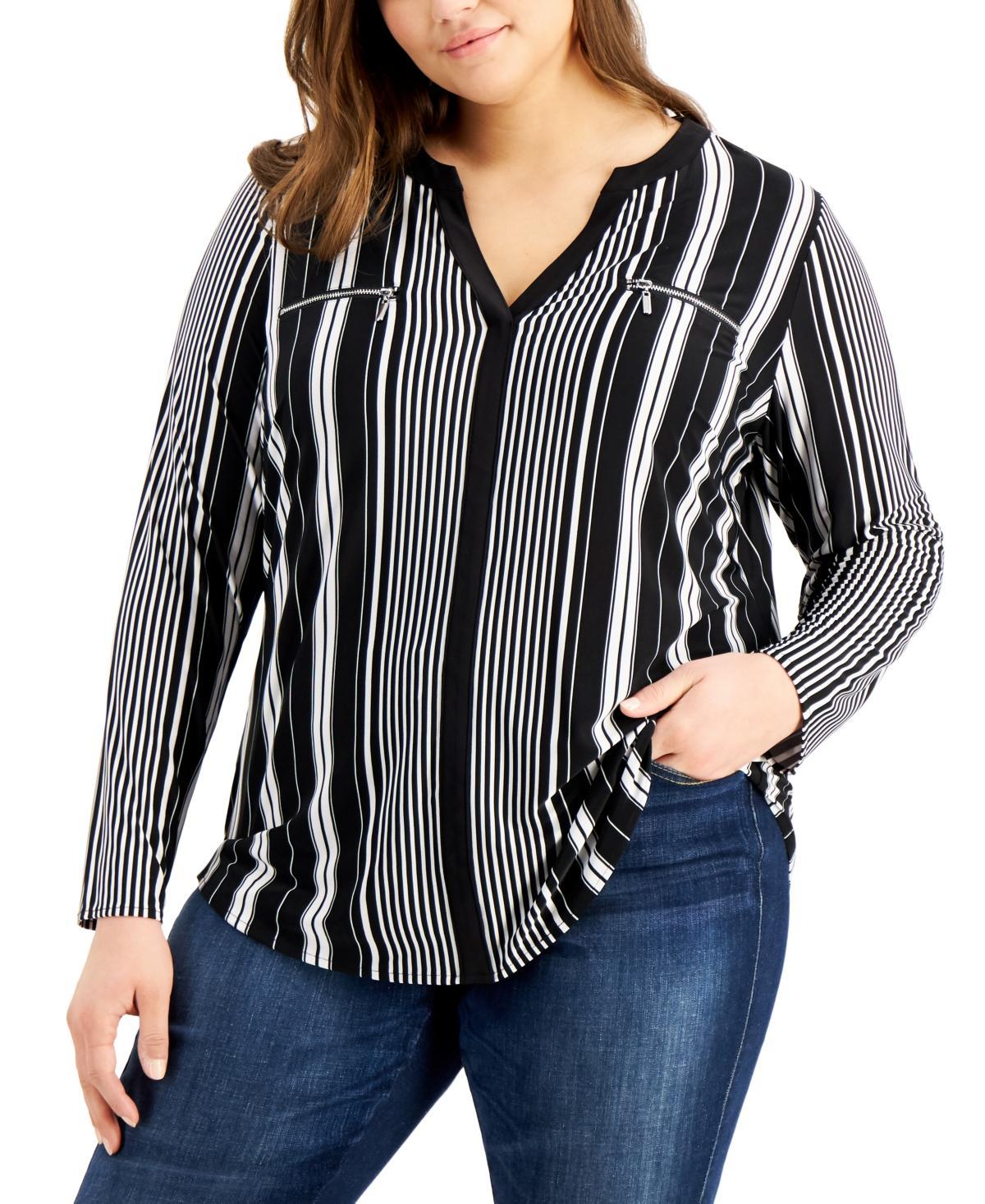 I.n.c. International Concepts Plus Size Zip-Pocket Top, Created for Macys Product Image