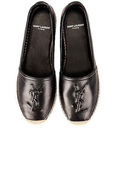 Saint Laurent Logo Flat Espadrille in Black - Black. Size 36 (also in 35, 35.5, 36.5, 37, 37.5, 38, 38.5, 39, 39.5, 40). Product Image