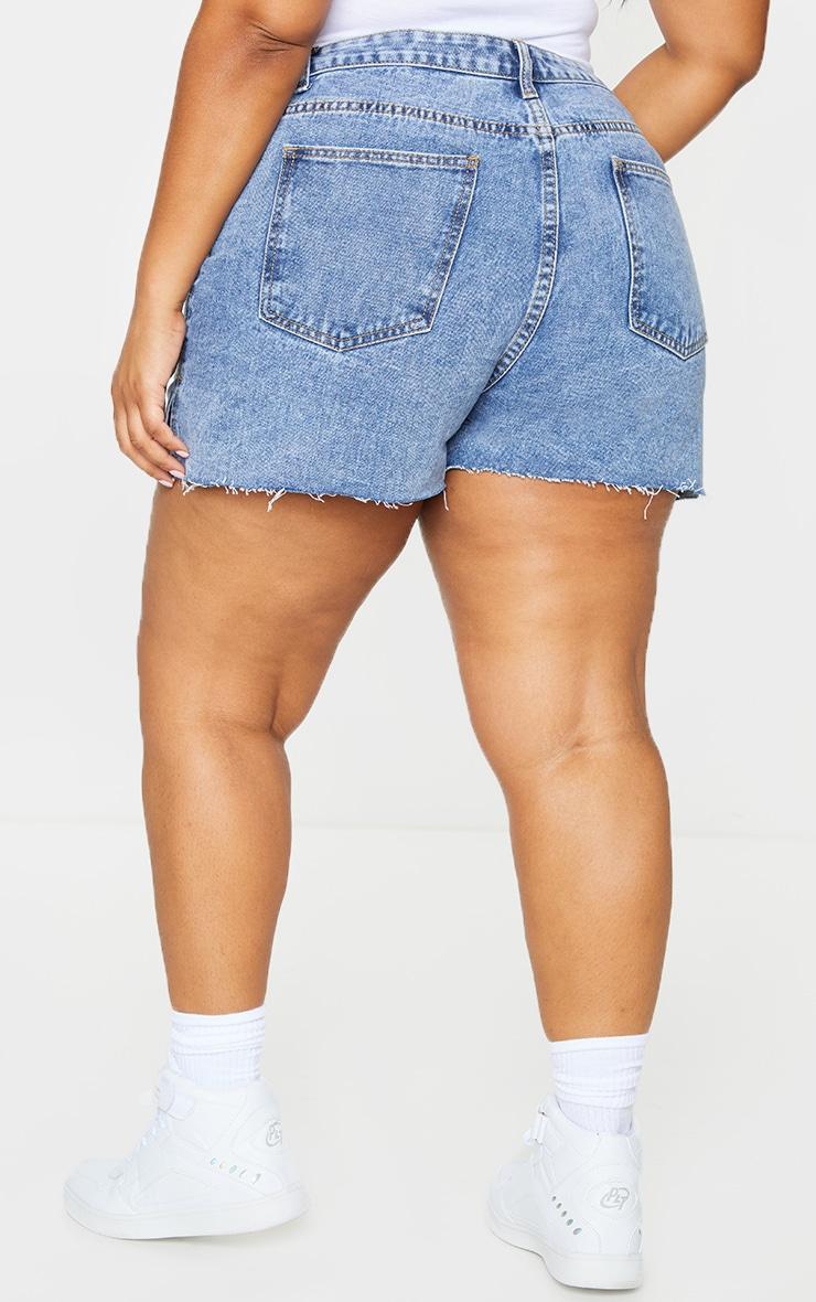 Plus Vintage Wash Split Hem Mom Shorts Product Image