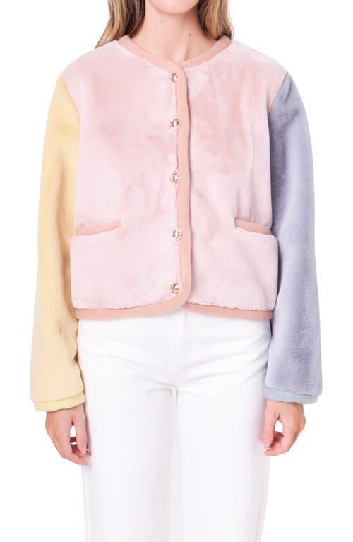 English Factory Colorblock Faux Fur Jacket Product Image