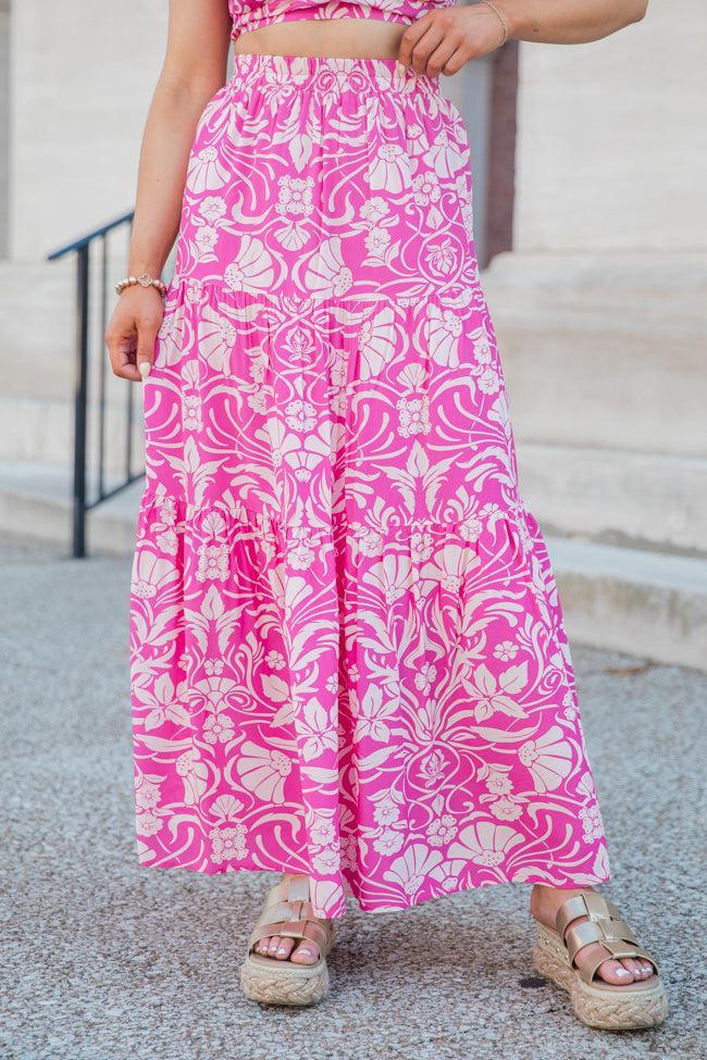 In This Moment Berry Printed Maxi Skirt FINAL SALE Product Image