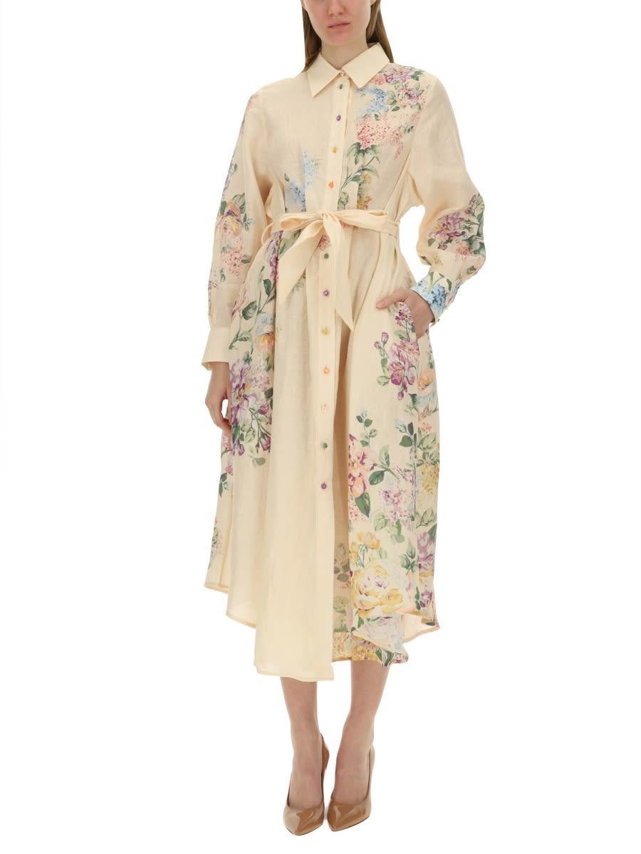 ZIMMERMANN Womens Cream Watercolour Floral Halliday Floral-print Linen Maxi Dress Product Image