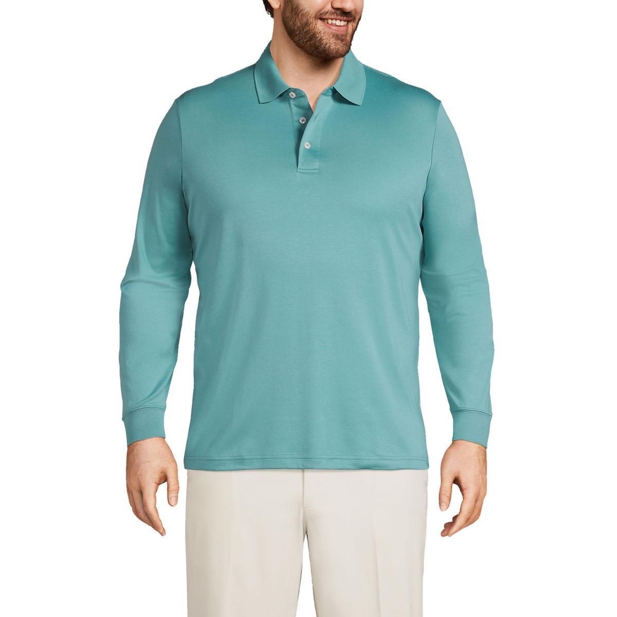 Big & Tall Lands End Classic-Fit Supima Interlock Polo, Mens Radiant Blue Product Image