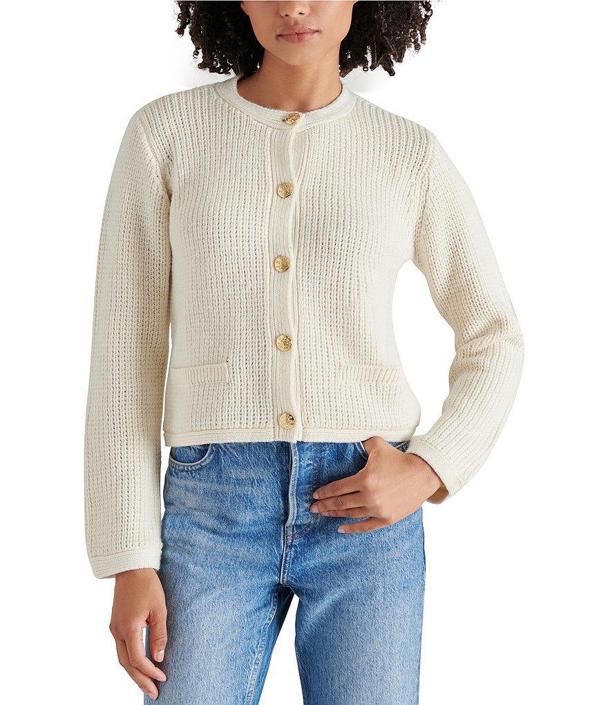 Steve Madden Fantino Crew Neckline Long Sleeve Button Front Cardigan product image