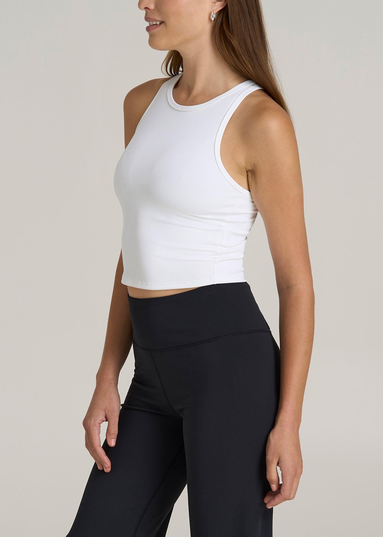 Cropped Ribbed Tank Top for Tall Women in White Female Product Image