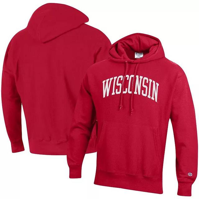 Mens Champion Wisconsin Badgers Team Arch Reverse Weave Pullover Hoodie Product Image