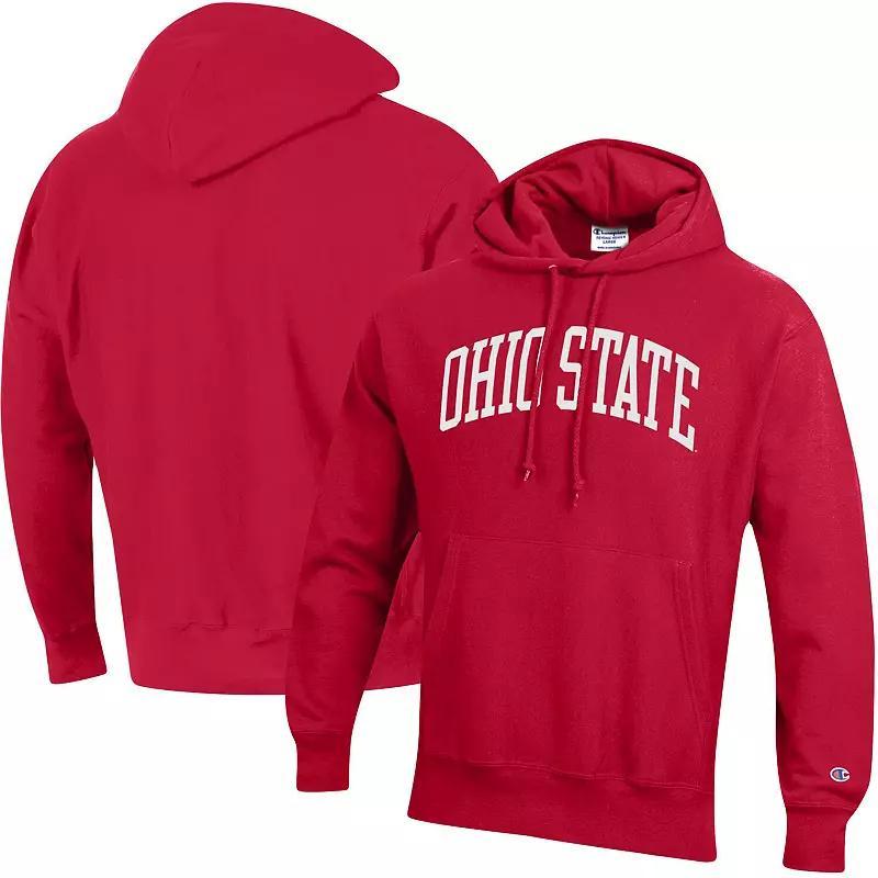 Mens Champion Scarlet Ohio State Buckeyes Team Arch Reverse Weave Pullover Hoodie Product Image