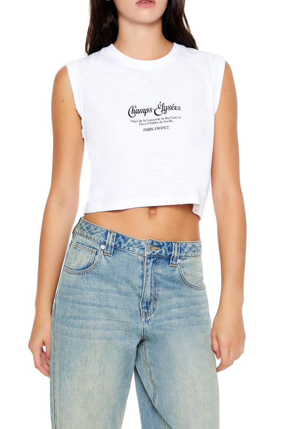 Champs-Elysees Cropped Muscle Tee | Forever 21 Product Image