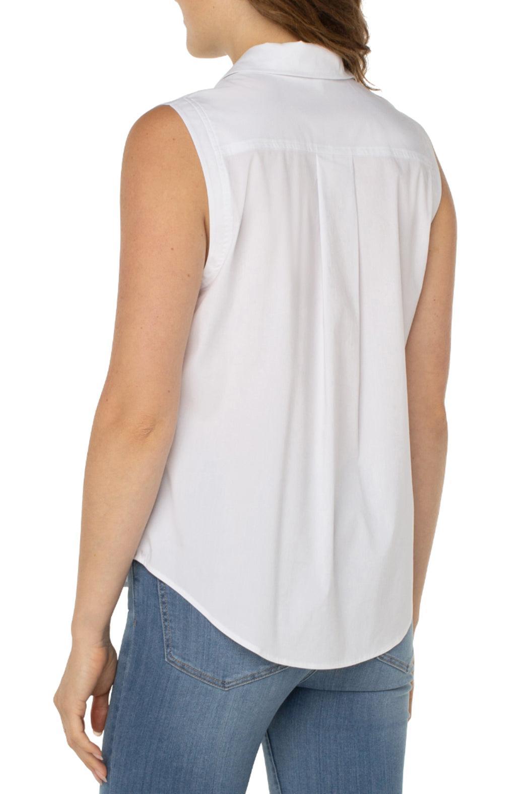 Sleeveless Button Front Shirt Female Product Image