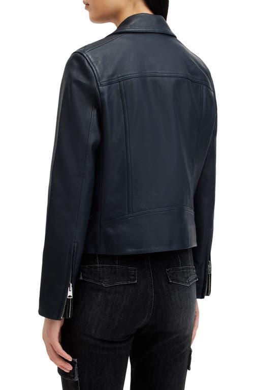 Dalby Leather Biker Jacket In Midnight Blue Product Image