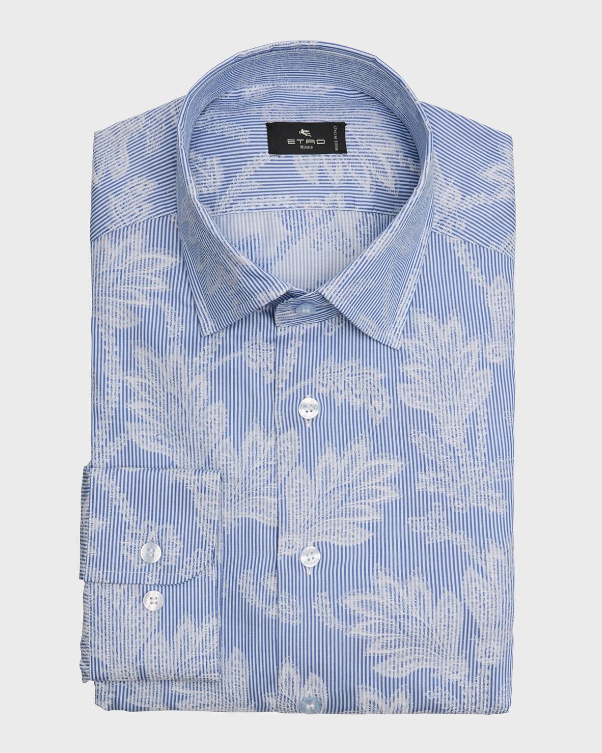 Mens Striped Floral Dress Shirt Product Image