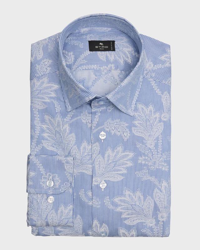 Men's Striped Floral Dress Shirt Product Image