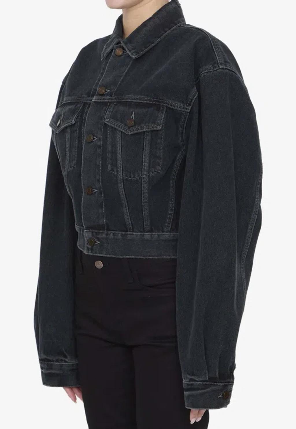 Neo 80s Crop Denim Jacket In Blue Product Image