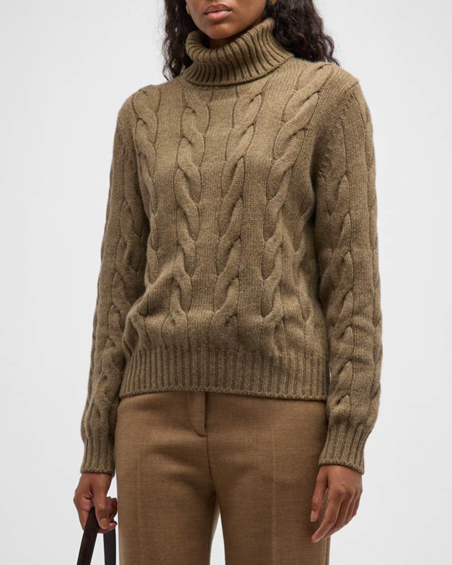 Napier Cable-Knit Cashmere Turtleneck Sweater Product Image