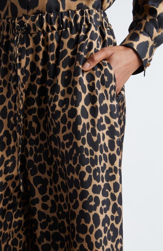 MAX MARA Ghinea Leopard Print Silk Wide Leg Pants Product Image