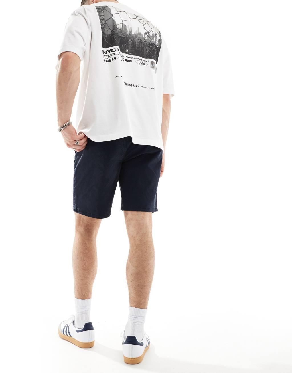 River Island laundered chino shorts in navy Product Image