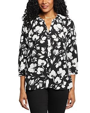 Nydj Three Quarter Sleeve Printed Pintucked Back Blouse Product Image